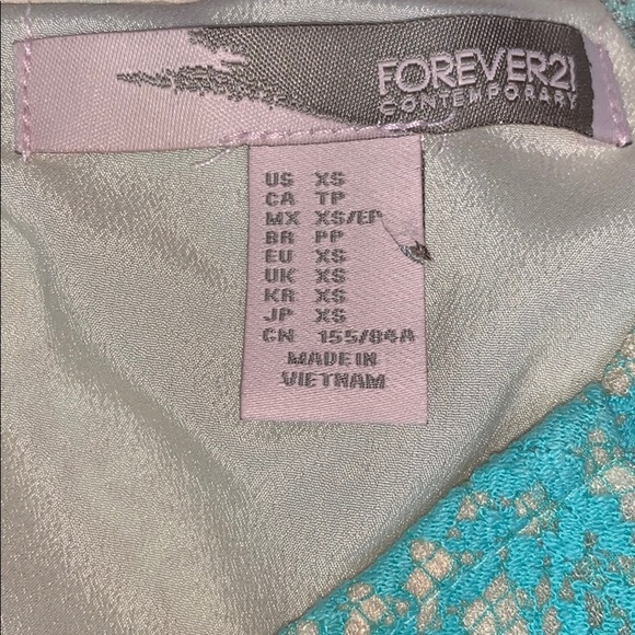 Forever 21 Teal Blue Lace Long Sleeve Dress XS - Picture 5 of 7
